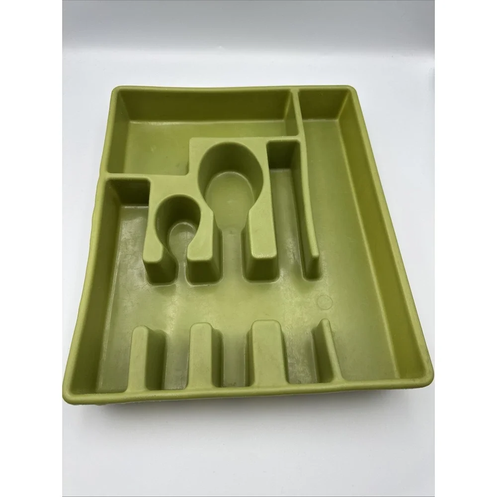 RUBBERMAID 6 Compartment Utensil Silverware Tray Organizer Avocado‎ Green VTG